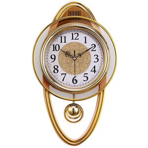 Goud Vintage Wandklok Luxe Swing Klok Muur Horloge Mechanisme Woonkamer Moderne Digitale Wandklok Klokken Swingable Europa