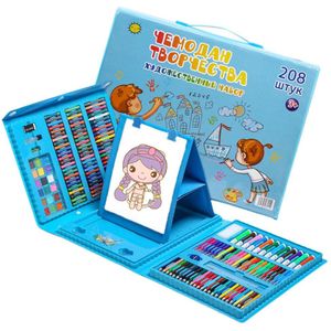 208Pcs Kinderen Kids Kleurpotlood Kunstenaar Kit Set Schilderen Krijt Marker Pen Brush Drawing Gereedschap Set Kleuterschool Benodigdheden
