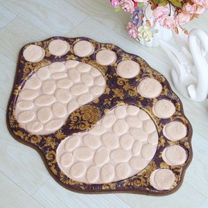 Voeten Vormige Mat Flanel Tapijt Badkamer Mat Antislip 3D Pebble Voetmassage Pads Absorberende Deurmat Wc Tapijten Bad mat Vloer