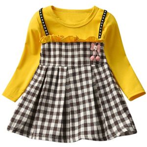 6M-3Y Peuter Baby Kids Meisjes Jurken Herfst Ruches Plaid Patchwork Riem Prinses Jurk Herfst Kleding Disfraz Princesa Q5