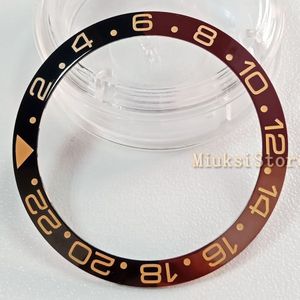 38mm zwarte keramische bezel geel digitale weegschaal voor heren/dames horloges mechanische horloge bezel