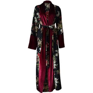 Plus Size Lente Fluwelen Abaya Kimono Kaftan Dubai Arabisch Islam Vrouwen Bloemen Vest Moslim Hijab Jurk Turkse Islamitische Kleding