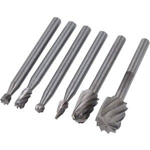 6Pcs Hss Rotary Multi Tool Burr Routing Router Bit Molen Attachment Compatibel Voor Dremel