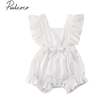 Baby Zomer Kleding Baby Newbonr Baby Meisje Romper Verstoorde Hollow Out Ademend Jumpsuits Mouwloze Effen Wit Sunsuit