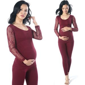 711 # Kant Patchwork Katoen Moederschap Lange Onderbroek Suits Sexy Slim Body Shaping Ondergoed Kleding Voor Zwangere Vrouwen Zwangerschap
