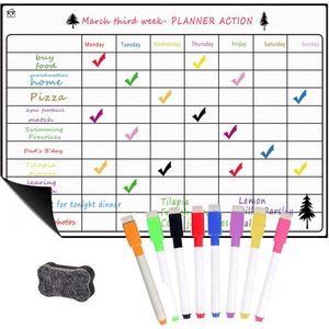 Magnetische Droge Wissen Kalender Boord Voor Koelkast A3 16.5 &#39;&#39;X 11.8&#39;&#39; Wekelijkse Magnetische Whiteboard Planner Board Met Gratis 8 Pen