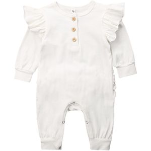 Baby Lente Herfst Kleding Pasgeboren Baby Baby Meisjes Winter Kleding Met Lange Mouwen Ruffle Romper Outfits Solid Jumpsuits