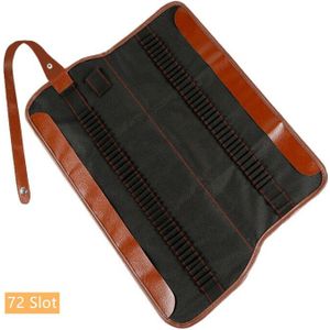 36/48/72 Slot Pen Potlood Tas Wrap, canvas Opslag Pouch Organizer Voor Brush Marker Pennen Briefpapier Kantoor School Diy Reizen F573