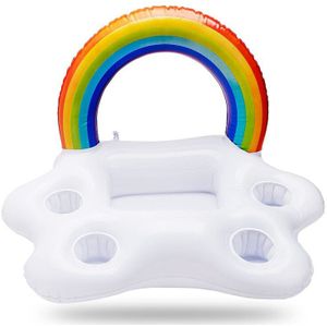 Inflatable Pool Float Beer Drinking Cooler Table Bar Tray Beach Swimming Ring Summer Pool Party Bucket Rainbow Cloud Cup Holder