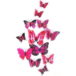 Decoratie Vintage 12x 3D Vlinder Muursticker Koelkast Magneet Room Decor Decal Applique Декор Дома Новый Год
