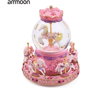 Ammoon Carrousel Paard Muziekdoos Sneeuw Globes Kleurverandering Led Licht Lichtgevende Eenhoorn Muziek Dozen Beste Voor Kinderen meisje