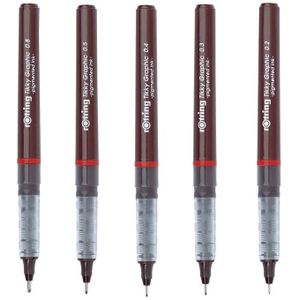 3 Stks/partij Rotring Tikky Grafische Gepigmenteerde Inkt 0.1/0.2/0.3/0.4/0.5/0.7/0.8mm Wegwerp Liner Pen Voor Grafisch