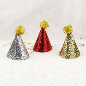 Goud Zilver Pompon Bal Verjaardag Hoed Hoofddeksels Kids Haarband Haaraccessoires Verjaardagsfeestje Hoeden Kerst