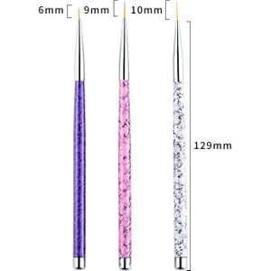 3pcs/set Nail Art Line Drawing Brush Various Lengths Painted Chain Link Flower Pen Marble Nail Art Brush Manicure Nail Tools