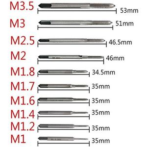 10 Stks/set Handgereedschap Tap Draad Draad Tikken/Threading/Kranen/Aanval M1 M1.2 M1.4 M1.6 M1.7 M1.8 m2 M 2.5 M 3 M3.5