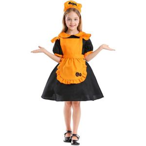 Halloween Pompoen Kostuum Kids Meisjes Oranje Snoep Outfit Meid Cosplay Jurk Schattig Kind Hallowmas Jurk Up