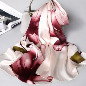 Echte Zijde Sjaal Vrouwen Luxe Sjaals En Wraps Elegante Bloemenprint Pashmina Lange Zachte Winter Sjaals Femme Hijab