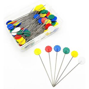 100Pcs Plastic Platte Kop Pins Rechte Quilten Pins Gemengde Kleur Diy Naaien Naalden