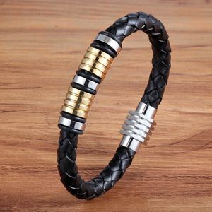 Klassieke Hand-Geweven Armband Persoonlijkheid Cadeau Voor Mannen Roestvrij Staal Lederen Armband Bangle Speciale Verjaardag Sieraden