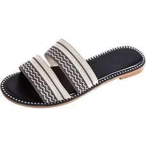 Casual Slip Zomer Vrouwen Slippers Vrouwelijke Dames Vlas Linnen Slippers Strand Schoenen Slippers Sandalen Slipper Comfort Flats