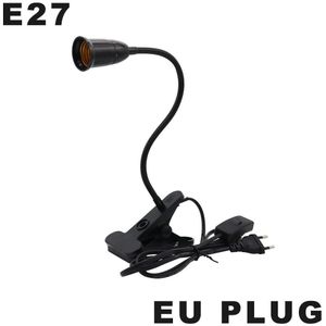 E27 LED Grow Licht Socket EU US Plug 360 Graden Flexibele Verlichting Base Handig Lampvoet Lamphouder Clip Voor werkbank Lamp