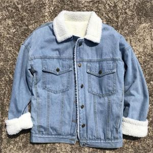 Vrouwen Winter Denim Jas Basic Cowboy Jeans Lange Mouwen Losse Warm Outfit Ongedwongen Bomberjack