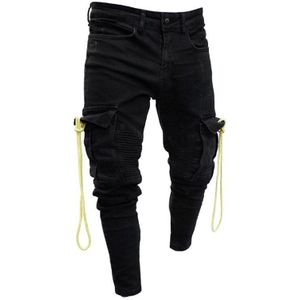 Wepbel Street Hiphop Wit Zwart Mannen Knie Gat Stretch Denim Broek Gescheurd Bedelaars Punk Gothic Skinny Bodem Biker Jeans