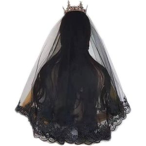 Enkele Laag Vrouwelijke Meisje Gezicht Mantel Zwart Wedding Veil Borduren Wimpers Bloemen Kant Decoratie Geschikt Voor Kerstcadeaus