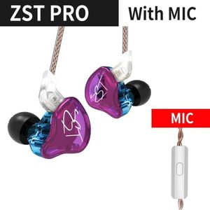 Kz Zst Paars Anker Dual Driver Oortelefoon Afneembare Kabel In Ear Audio Monitoren Geluidsisolerende Hifi Muziek Sport Oordopjes