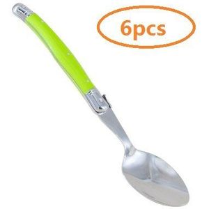 8 &#39;&#39;6Pcs Laguiole Diner Lepel Roestvrij Staal Lange Steel Lepels Witte Bestek Zwart Grote Dienen Scoop Set servies