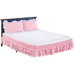 Geplooide Bed Rok Effen Drie-layer Geplooide Elastische Prinses multi-layer Bed Rok