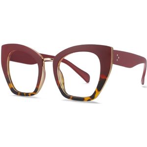 54045 Oversized Cat Eye Anti Blauw Licht Brilmonturen Luipaard Vrouwen Mode Computer Brillen