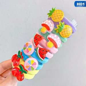10 Stks/zak Leuke Cartoon Fruit Bloem Elastische Haar Elastiekjes Voor Kinderen Kids Meisjes Chouchou Tie Haar Ring Touw Accessoires