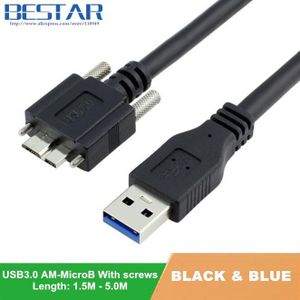 USB 3.0 A type Male Naar Micro B Male extension Camera Kabel USB3.0 AM/MicroB cord 1M 1.5M 2M 3M 5M met Vergrendeling Schroeven