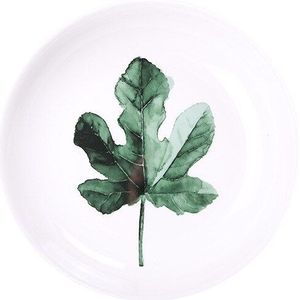 Nordic Groene Plant Plaat Creatieve Keramische Plaat Huishoudelijke Rijst Plaat Fruitschaal Servies Keramische Kom Plaat Set
