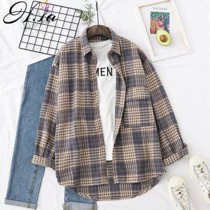 H. sa Top Vrouwen Casual Blouse En Tops Oversized Plaid Losse Tops Dikke Lente Out Jas Tops Blusa Mujer