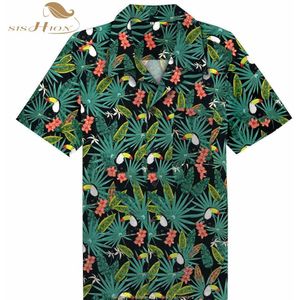 Sishion Toekan Bloemenprint Mannen Shirt ST124 Korte Mouw Palm Springs Cocktail Button Up Shirts Camiseta Hombre