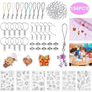 156 Stks/set Krimpkous Plastic Vel Kit Shrinky Papier Perforator Sleutelhangers Sleutelhanger Diy Tekening Art Supply