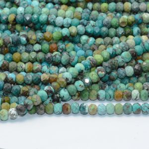 Natuurlijke Hubei Turquoise Facet Rondelle Kralen 4.7Mm +-0.1Mm, Dikte 3.5Mm-3.8Mm