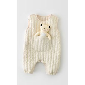 Pasgeboren Baby Baby Jumpsuit Jongens En Meisjes Dikke Warme Romper Mouwloze Jumpsuit Winter Houden Warme Kleding Gratis Cartoon Pop