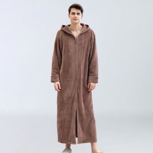 Mannen Warme Pyjama Herfst En Winter Dikke Rits Nachtjapon Flanel Paar Nachthemd Verlengen Plus Vet Badjas