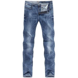 Biker Jeans Mannen Ultradunne Vernietigd Man Rip Jean Slim Fit Hiphop Stretch Blauw Casual Denim Broek