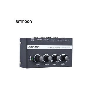 Ammoon MX400 Ultra-compacte Low Noise 4 Kanalen Lijn Mono Audio Mixer met Power Adapter