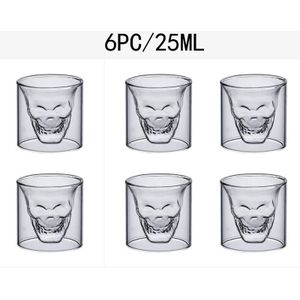 2-16Pcs 25Ml Schedel Cup Dubbel Transparant Glas Bier Whiskey Vodka Wijn Water Champagne Cocktail Wijn Bril koffie Melk Mokken