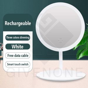 5 Dubbeltjes Vergrootglas Multifunctionele Make-Up Spiegel Led Touch Lichtgevende Make-Up Tafel Spiegel Draagbare Make-Up Schoonheid Spiegel