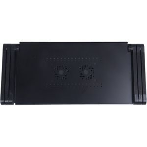 360 graden Vouwen Verstelbare Laptop Computer Notebook Glossy Tafel Stand Bed Lap Bank Bureau Lade & Fan (Black)