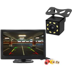 Auto Parkeerhulp 5 inch Rear View Monitor + Auto Omkeren Achteruitkijkspiegel Backup Camera met Rubber Vacuüm Cup Beugel