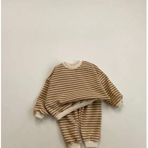 Herfst Pasgeboren Kids Baby Jongens Meisjes Streep Kleding Sets Lange Mouw Sweatshirt Tops Harembroek Kinderen Peuter Kleding Pak