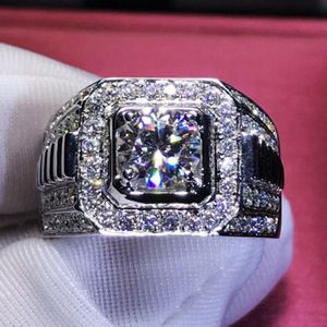 Classic Ringen Vierkante Glinsteren Grote Zirconia Sieraden Zilver Kleur Trouwringen Mannen Vrouwen Metalen Sieraden