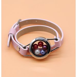 Leer Warp Armband 316L Rvs Parels Medaillon Drijvende Medaillon Voor Vrouwen 9 Kleuren Twist Glazen Medaillon